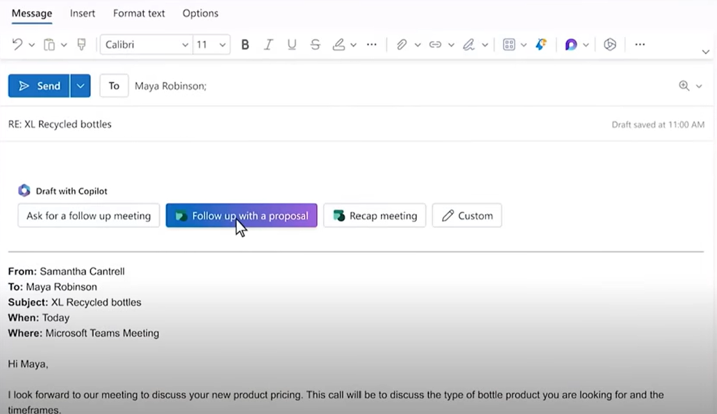 Draft emails and proposals with Microsoft Copilot